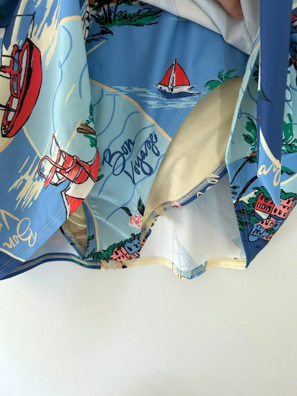 NWT One Piece Swim Suit with Attached Skirt - Sailboat Travel Print - Size Small - Picture 5 of 5
